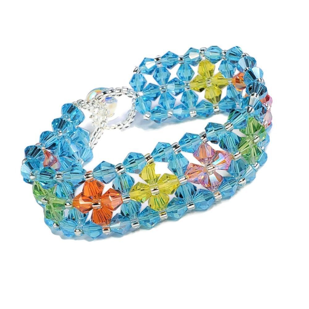 Preciosa Crystal Bicone Bracelet Blue Multi Color